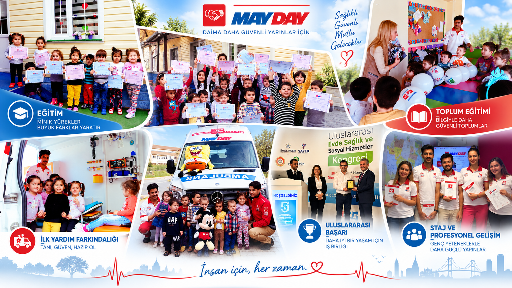 Mayday eğitim, ilk yardım farkındalığı, staj ve mesleki gelişim çalışmaları
