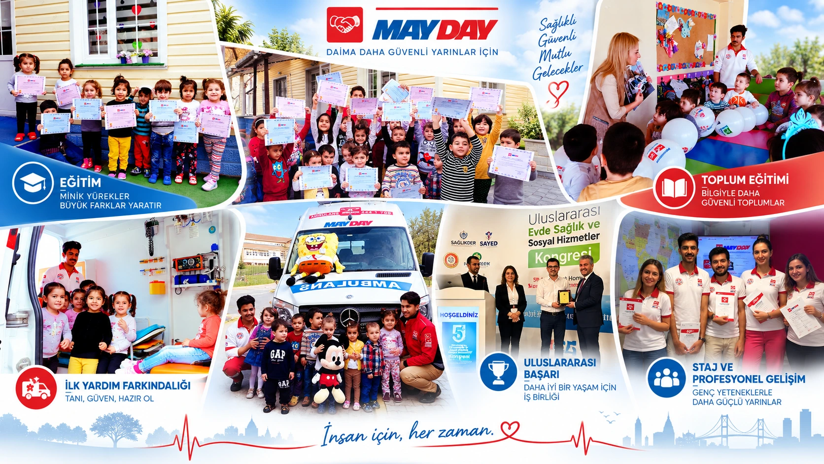 Mayday eğitim, ilk yardım farkındalığı, staj ve mesleki gelişim çalışmaları